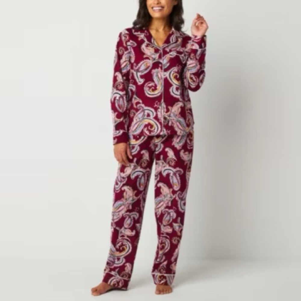 Liz Claiborne womens Paisley Pajama Set - Burgundy